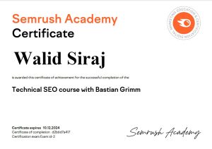 SEMrush Technical SEO Certificated